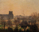 Garden of the Louvre Fog Effect by Camille Pissarro — seascapes oil painting wall art, Impressionism