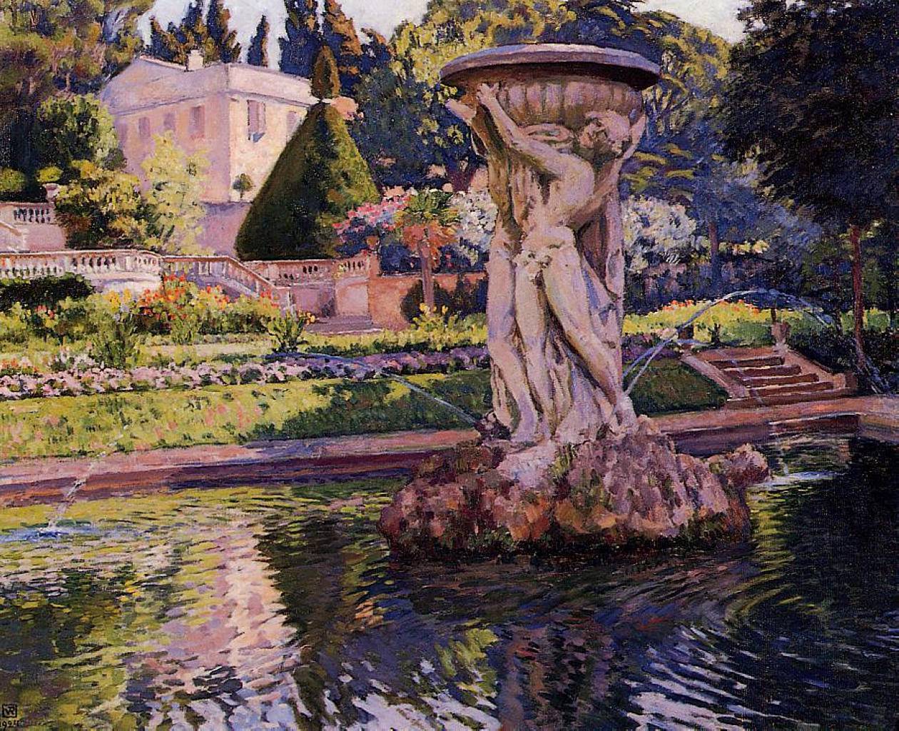 Garden with Villa and Fountain - Theo van Rysselberghe