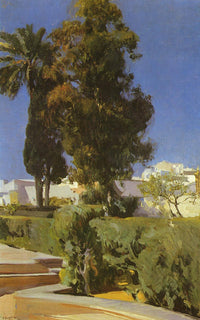 Gardens of Alcazar (Sevilla) by Joaquín Sorolla — hand-painted botanical oil painting reproduction on canvas