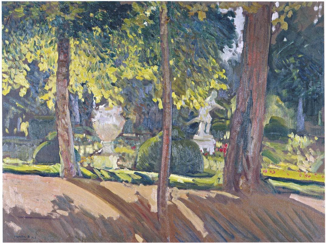 Gardens of La Granja by Joaquín Sorolla — hand-painted botanical oil painting reproduction on canvas