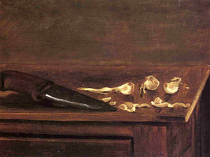 Garlic Cloves and Knife on the Corner of a Table - Gustave Caillebotte