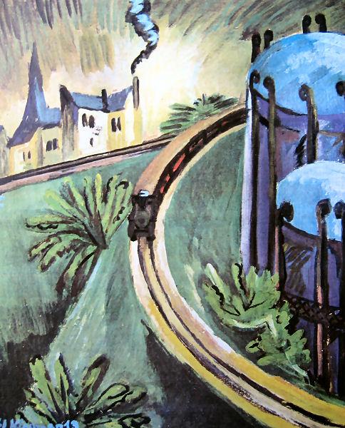 Gasometer in Vorortbahn - Ernst Ludwig Kirchner