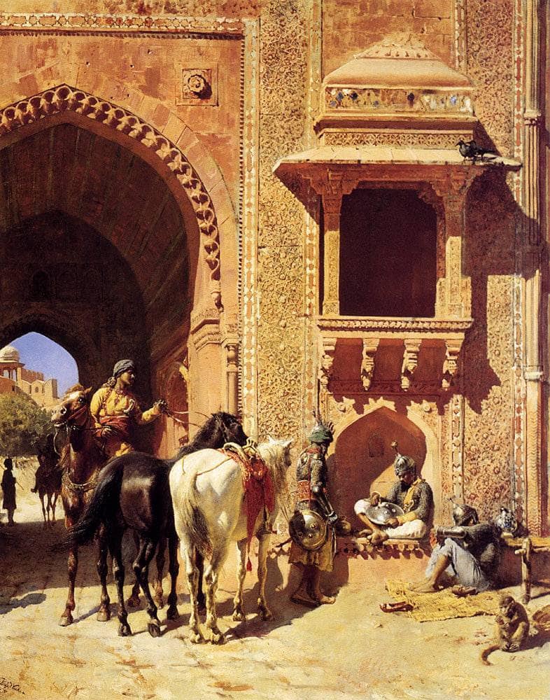 Gate Of The Fortress At Agra, India by Edwin Lord Weeks — hand-painted animal oil painting reproduction on canvas