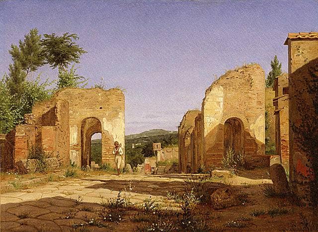 Gateway in the Via Sepulcralis in Pompeii by Christen Kobke — hand-painted architectural oil painting reproduction on canvas