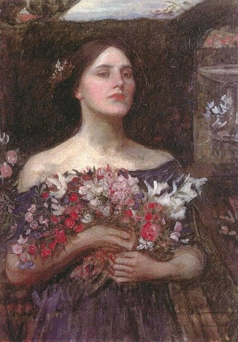 Gather Ye Rosebuds or Ophelia by John William Waterhouse — hand-painted portrait oil painting reproduction on canvas