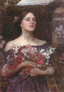 Gather Ye Rosebuds or Ophelia by John William Waterhouse — female oil painting wall art, Romanticism