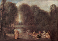 Gathering in the Park by Antoine Watteau — hand-painted landscape oil painting reproduction on canvas