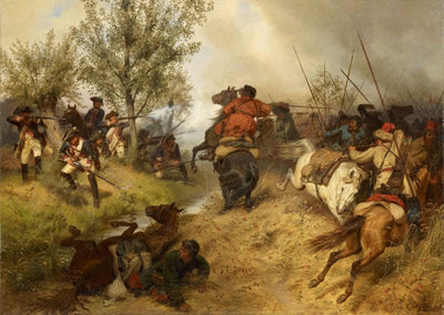 Gefecht Zwischen Preußischer Infanterie by Emil Hünten — oil painting reproduction
