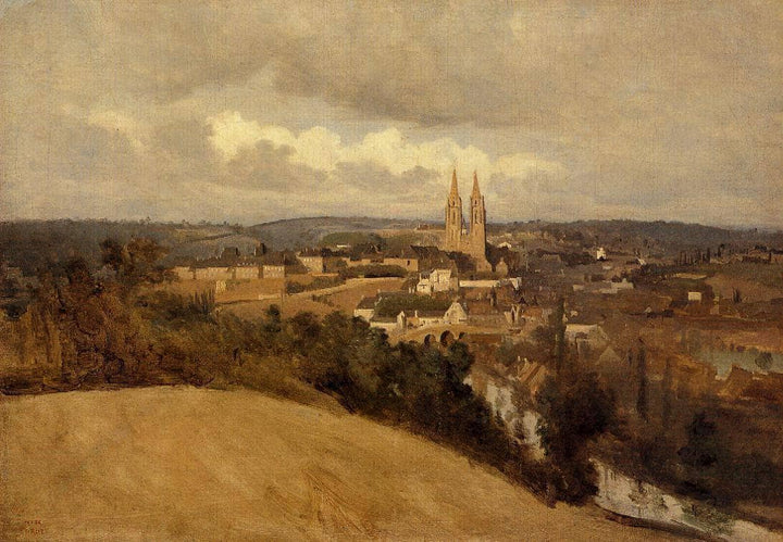 General View of the Town of Saint Lo by Camille Corot — hand-painted architectural oil painting reproduction on canvas