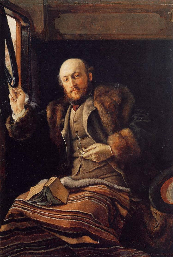 Gentleman In A Railway Carriage by James Tissot — hand-painted portrait oil painting reproduction on canvas