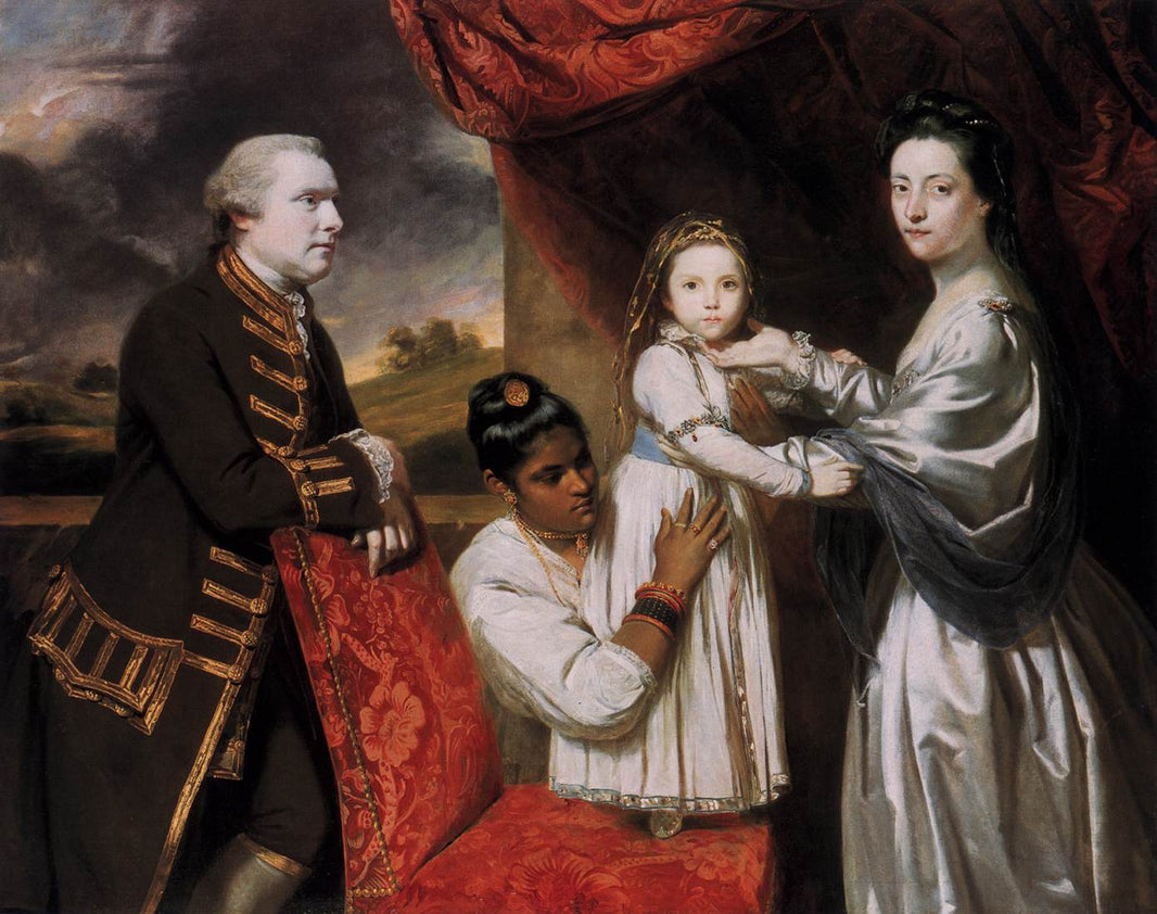 George Clive and his Family with an Indian Maid by Joshua Reynolds, hand-painted portrait oil painting reproduction on canvas