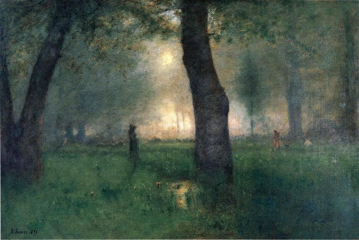 The Trout Brook by George Inness — hand-painted botanical oil painting reproduction on canvas