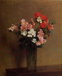 Geraniums by Henri Fantin-Latour — hand-painted botanical oil painting reproduction on canvas