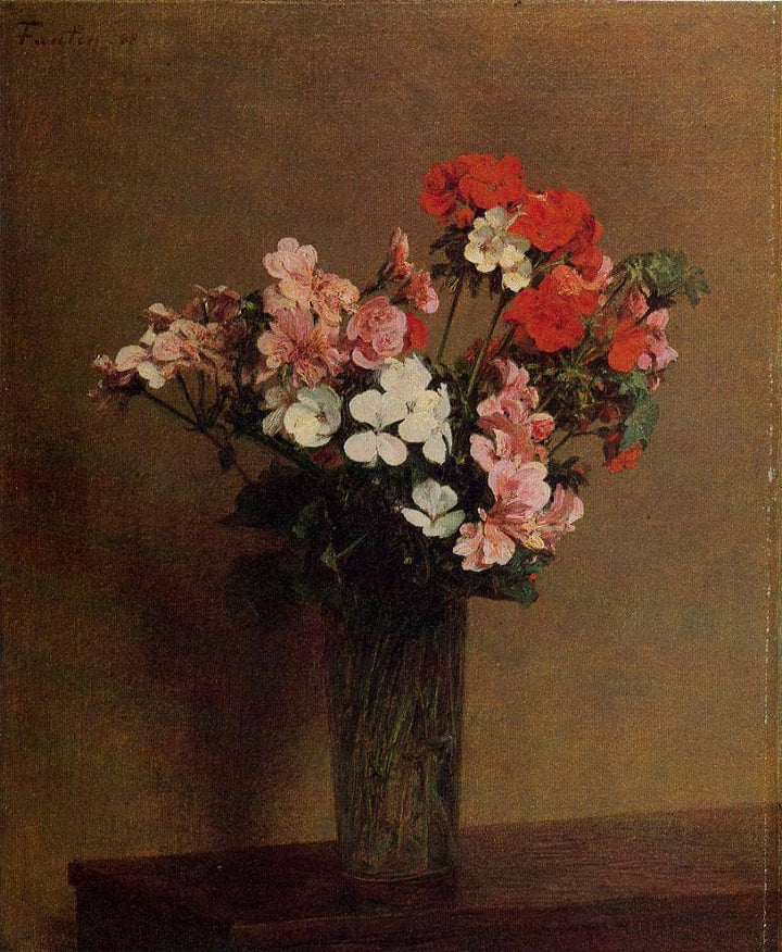 Geraniums by Henri Fantin-Latour — hand-painted botanical oil painting reproduction on canvas