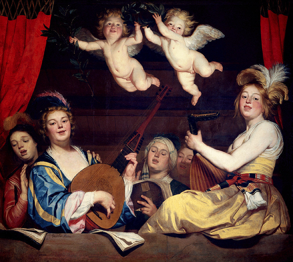 The Concert on a Balcony by Gerard van Honthorst, hand-painted portrait oil painting reproduction on canvas