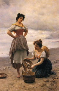 Gethering Shells by Eugene de Blaas — hand-painted portrait oil painting reproduction on canvas