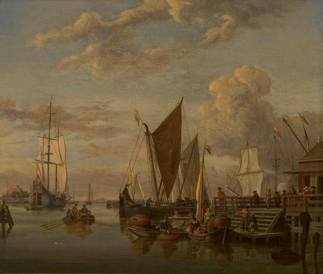Gezicht Op Het Ij Bij Amsterdam by Abraham Storck — hand-painted nautical oil painting reproduction on canvas