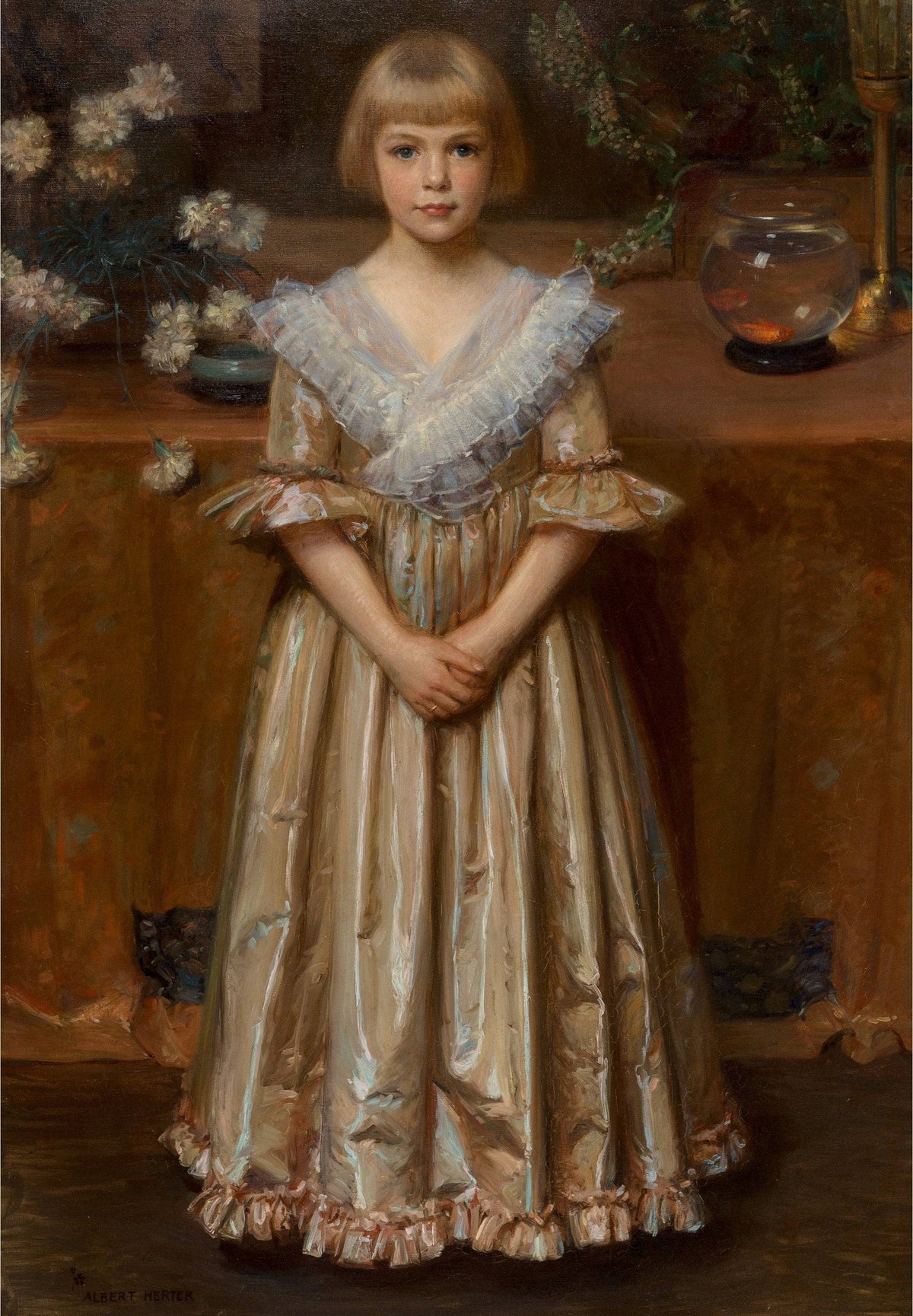 Girl and Goldfish Bowl - Albert Herter