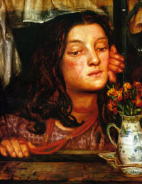 Girl at a Lattice by Dante Gabriel Rossetti — hand-painted portrait oil painting reproduction on canvas