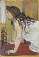 Girl at the Window by Ferdinand Hodler — male oil painting wall art, Art Nouveau Modern
