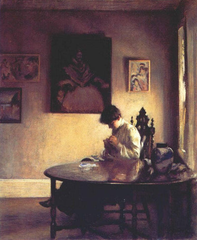 Girl Crotcheting by Edmund Charles Tarbell — oil painting reproduction