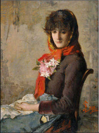 Girl from Crespina by Silvestro Lega — hand-painted portrait oil painting reproduction on canvas