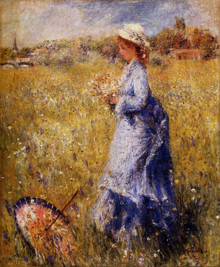 Girl Gathering Flowers - Pierre-Auguste Renoir