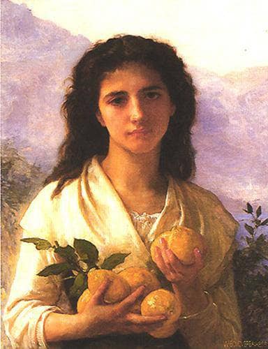 Girl Holding Lemons by William-Adolphe Bouguereau — hand-painted portrait oil painting reproduction on canvas