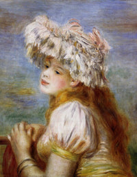 Girl in a Lace Hat by Pierre-Auguste Renoir — hand-painted portrait oil painting reproduction on canvas