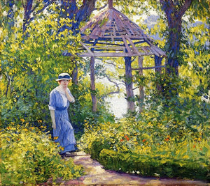 Girl in a Wickford Garden, New England - Guy Rose