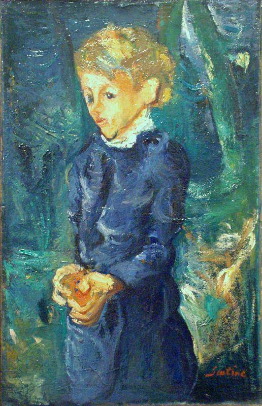 Girl in Blue by Chaim Soutine — hand-painted portrait oil painting reproduction on canvas