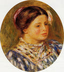 Girl in Blue by Pierre-Auguste Renoir — hand-painted portrait oil painting reproduction on canvas