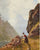 Girl in Norwegian fjord landscape in kitchen