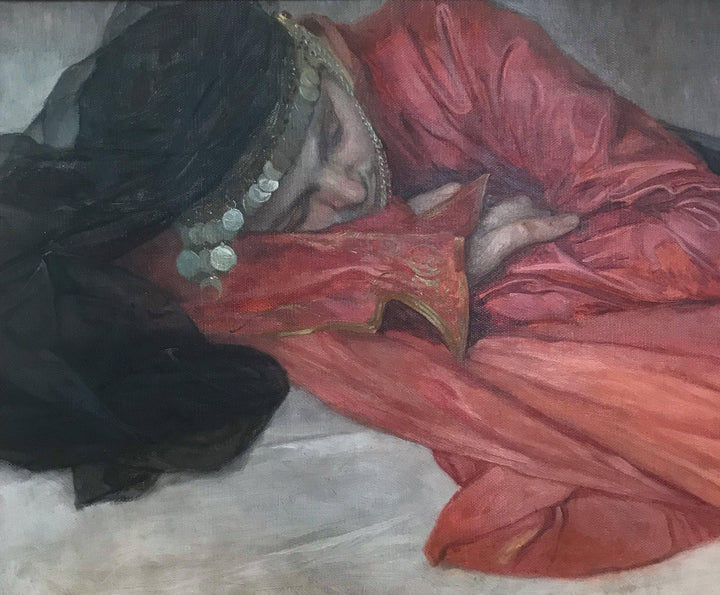 Girl in Oriental Costume by Alphonse Mucha — hand-painted portrait oil painting reproduction on canvas