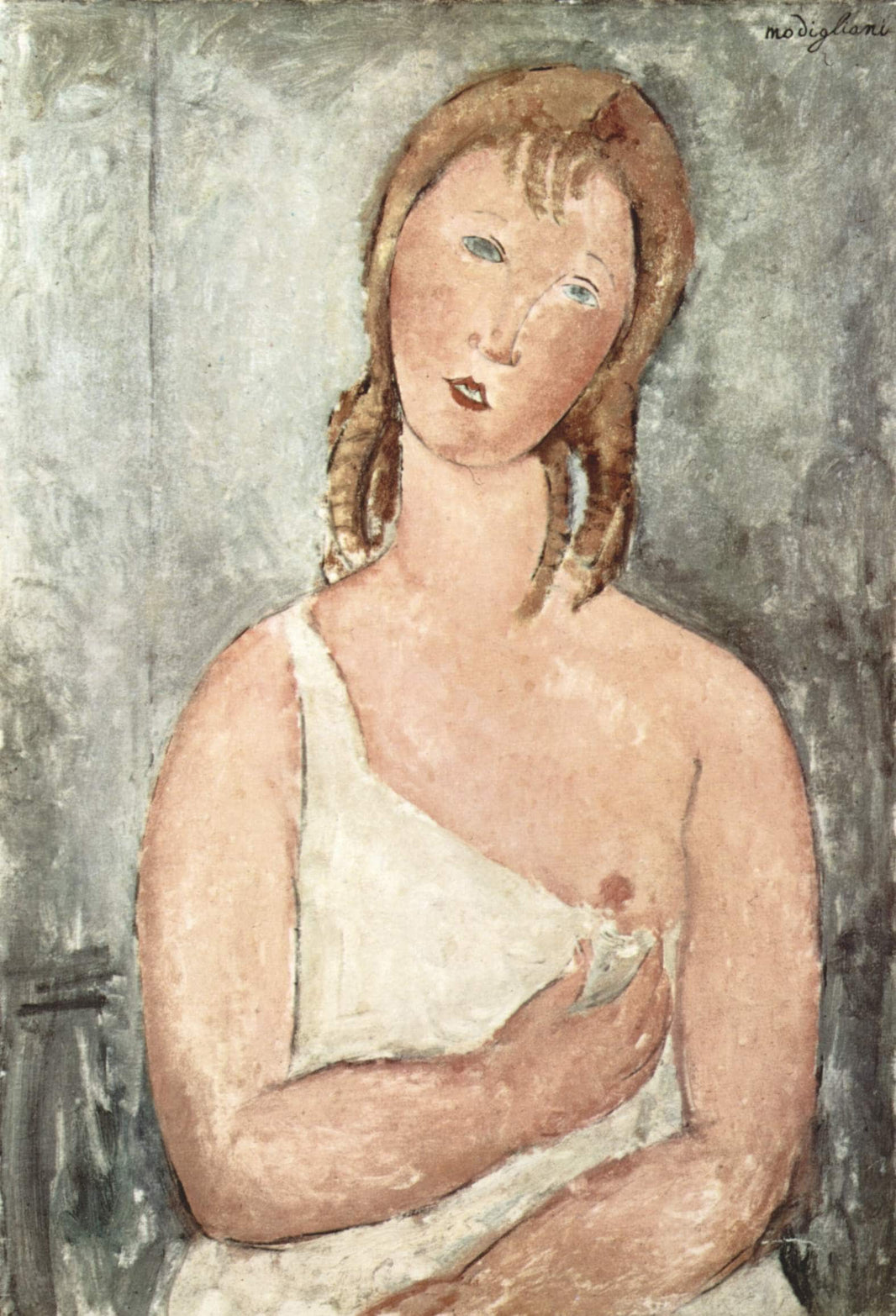 Girl in the shirt (Red-haired girl) by Amedeo Modigliani — hand-painted portrait oil painting reproduction on canvas