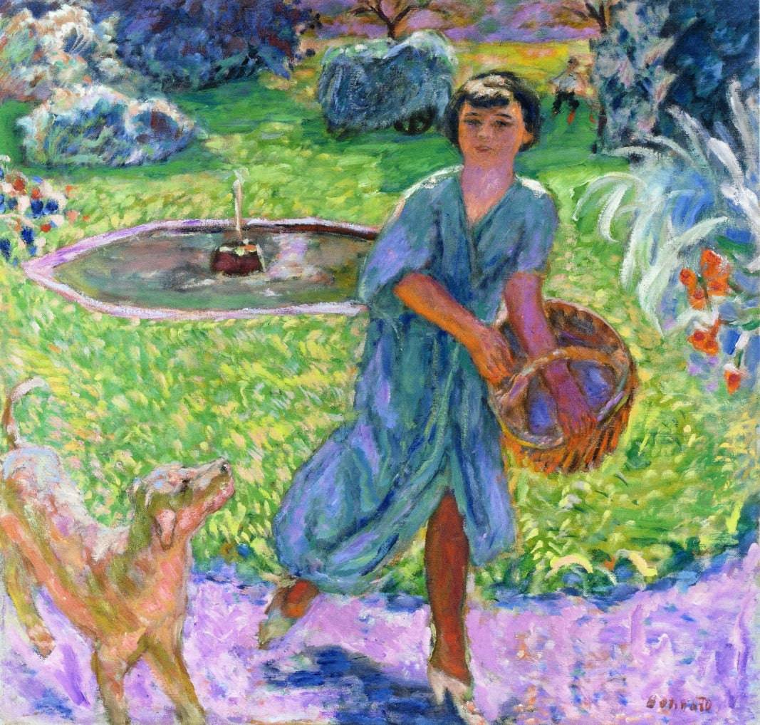 Girl Playing with a Dog (Vivette Terrasse) - Pierre Bonnard