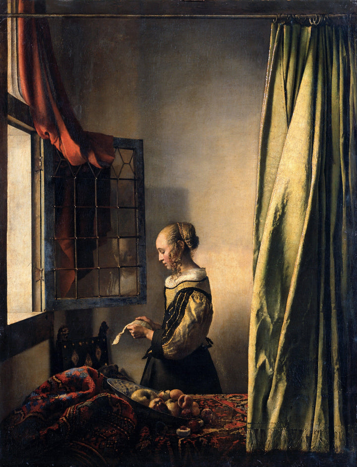 Girl Reading a Letter at an Open Window by Johannes Vermeer — hand-painted portrait oil painting reproduction on canvas