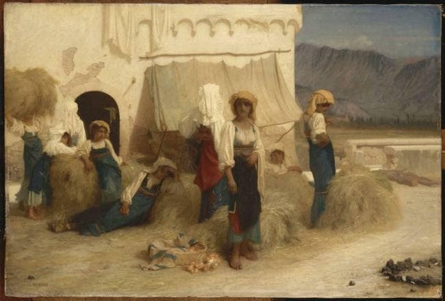 Girl selling hay in San Germano by Ernest Hébert — hand-painted portrait oil painting reproduction on canvas