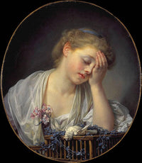 Girl With A Dead Canary by Jean-Baptiste Greuze — hand-painted portrait oil painting reproduction on canvas