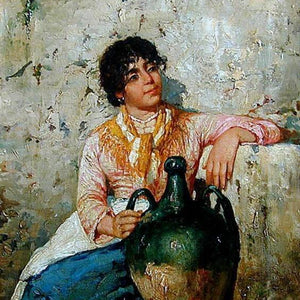 Girl with a Jug by Vincenzo Caprile — Oil Painting Reproduction