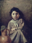 Girl with a Pitcher by Vasily Perov — children oil painting wall art, Realism