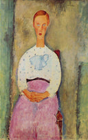 Girl with a polka-dot blouse by Amedeo Modigliani — hand-painted portrait oil painting reproduction on canvas