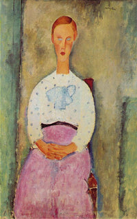 Girl with a polka-dot blouse by Amedeo Modigliani — hand-painted portrait oil painting reproduction on canvas