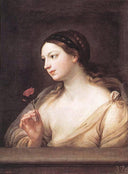 Girl with a Rose by Guido Reni — male oil painting wall art, Baroque