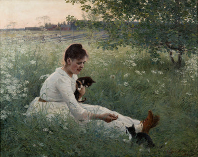 Girl with Cats in a Summer Landscape in dining room