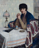 Girl with Cigarette by Agnes Goodsir — hand-painted portrait oil painting reproduction on canvas