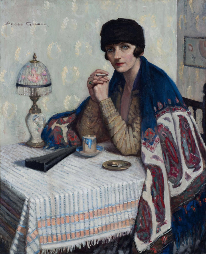 Girl with Cigarette by Agnes Goodsir — hand-painted portrait oil painting reproduction on canvas