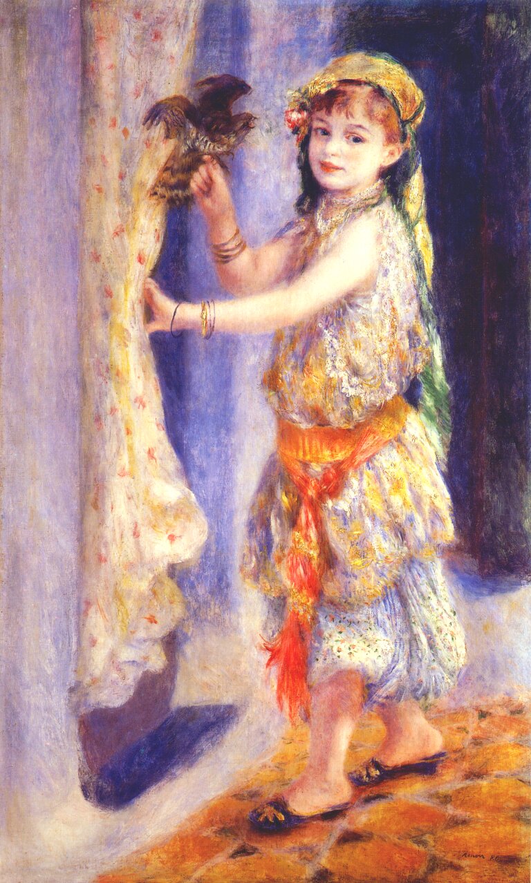 Girl with Falcon by Pierre-Auguste Renoir — hand-painted portrait oil painting reproduction on canvas
