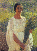 Girl with Flowers by Henri Martin — hand-painted botanical oil painting reproduction on canvas