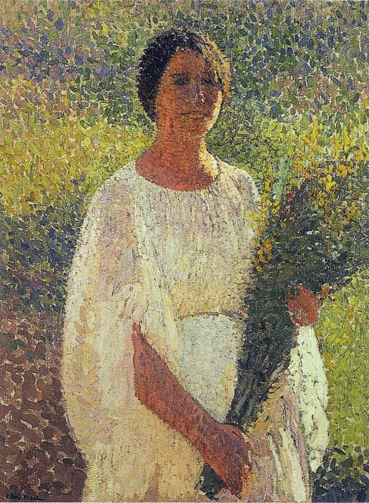 Girl with Flowers by Henri Martin — hand-painted botanical oil painting reproduction on canvas